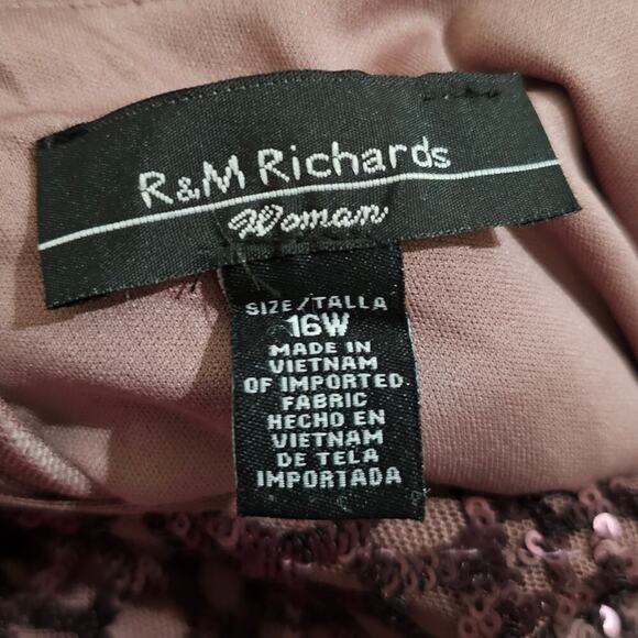 R&M Richards Womens Plus Size Plum Evening Gown Embellished Pleated Dress 22 16 - Picture 9 of 10